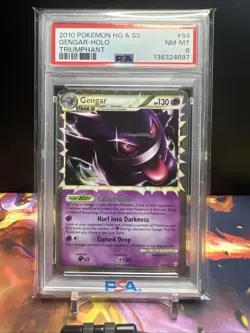 2010 POKEMON HEARTGOLD & SOULSILVER TRIUMPHANT #94 GENGAR-HOLO PSA 8 - Image 1