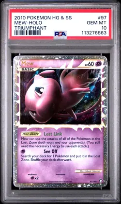 2010 POKEMON HEARTGOLD & SOULSILVER TRIUMPHANT #97 MEW HOLO PSA 10 - Image 1
