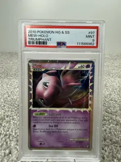 2010 POKEMON HEARTGOLD & SOULSILVER TRIUMPHANT #97 MEW-HOLO PSA 9 - Image 1