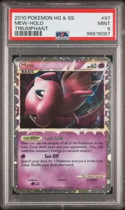 2010 POKEMON HEARTGOLD & SOULSILVER TRIUMPHANT #97 MEW-HOLO PSA 9 - Image 1