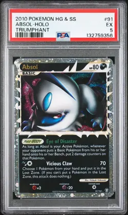 2010 POKEMON HEARTGOLD & SOULSILVER TRIUMPHANT #91 ABSOL-HOLO PSA 5 - Image 1