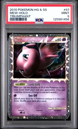 2010 POKEMON HEARTGOLD & SOULSILVER TRIUMPHANT #97 MEW-HOLO PSA 9 - Image 1