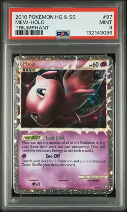 2010 POKEMON HEARTGOLD & SOULSILVER TRIUMPHANT #97 MEW-HOLO PSA 9 - Image 1