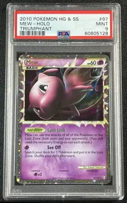MEW PSA 9 2010 POKEMON HEARTGOLD & SOULSILVER HG & SS TRIUMPHANT #97/102 HOLO 28 - Image 1