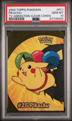 2000 Topps Pokemon Pikachu #PC1 TV Animation Clear Cards PSA 10 - Image 1