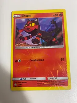 Pokemon TCG SM02 Litten Basic Holo Card Promo Very Good Condition - Image 1