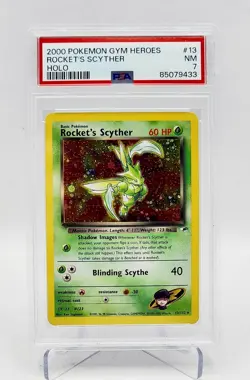 PSA 7 NM Pokemon Rocket’s Scyther Gym Heroes Holo 13/132 Pokemon Card - Image 1