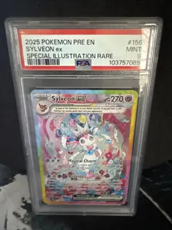 Pokemon 2025 Prismatic Evolutions Sylveon EX #156/131 Sir PSA 9 Mint - Image 1