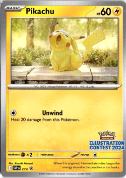 Pikachu 214 (Illustration Contest 2024) Pokemon Scarlet & Violet Promo NM - Image 1