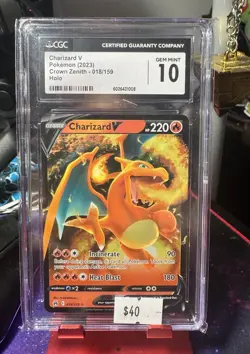 Pokemon Charizard V 018/159 Crown Zenith CGC 10 Gem Mint - Image 1