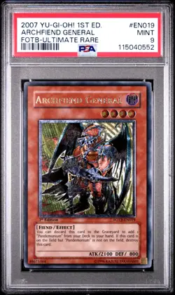 2007 YU-GI-OH 1st. ED #EN019 Archfiend General FOTB - Ultimate Rare PSA Mint 9 - Image 1