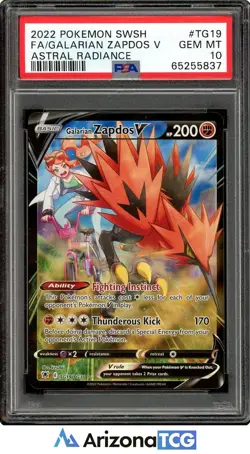 Pokemon 2022 Galarian Zapdos V TG19/TG30 Astral Radiance GEM MINT PSA 10 - Image 1