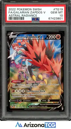 Pokemon 2022 Galarian Zapdos V TG19 Full Art Astral Radiance GEM MINT PSA 10 - Image 1