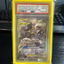 2019 POKEMON SM BLACK STAR PROMO #SM192 FULL ART/LUCARIO & MELMETAL GX PSA 10 - Image 1