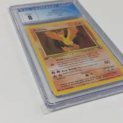 CGC 8 Moltres 1999 Fossil 1st Edition 12/62 Holo Pokemon Card - Image 2