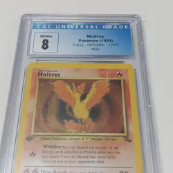 CGC 8 Moltres 1999 Fossil 1st Edition 12/62 Holo Pokemon Card - Image 4