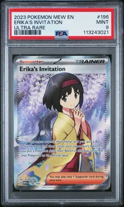 PSA 9 Erika’s Invitation 196 Mew Pokemon Card Ultra Rare - Image 1