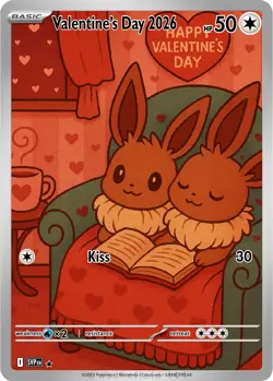 Eevee Valentine’s Day 2026 Custom Pokemon Card FANMADE HOLO And Psyduck - Image 1