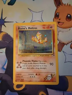 Pokemon TCG Blaine's Moltres Gym Heroes Holo Card 1/132 Unlimited Rare LP - Image 1