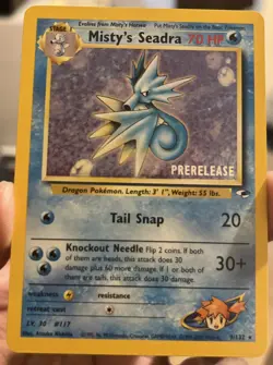 PRERELEASE Misty's Seadra 9/132 Rare Holo Pokemon Card WoTC - Image 1