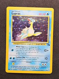 Pokemon TCG Lapras Fossil Holo Unlimited Rare Card 10/62 MP - Image 1