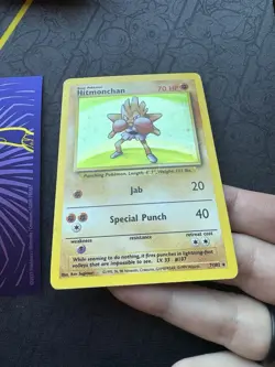 Pokemon Card Hitmonchan 7/102 Base Set Unlimited Holo Rare 076💎LP💎 - Image 2