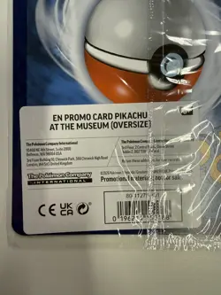 Pokemon x Natural History Museum Pikachu Jumbo Promo Card in hand - Image 3