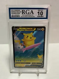 2021 Pokemon Celebrations Surfing Pikachu V 008/025 RGA 10 GEM MINT 🔥 - Image 1