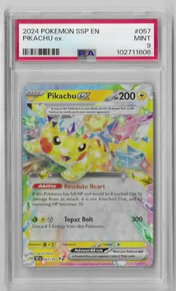 Pokemon TCG: Surging Sparks Pikachu ex 057/191 Double Rare PSA 9 - Image 1