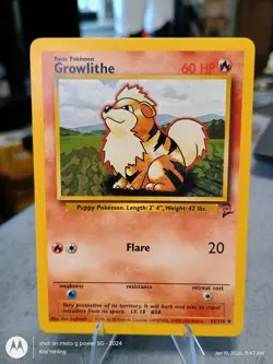 Pokemon TCG Base Set 2 #42/130 Growlithe Uncommon Excellent Condition - Image 1