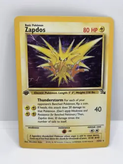 Pokemon Zapdos 15/62 Fossil 1st Edition Rare Holo MP - Image 1