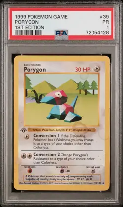 1999 POKEMON GAME 1ST ED #39 PORYGON PSA 1 - Image 1