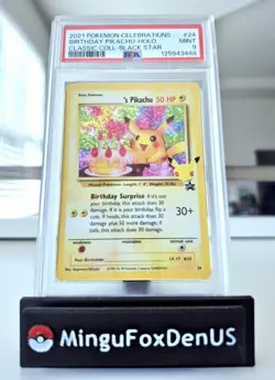 Pokemon Celebrations 2021 Birthday Pikachu Holo Classic Collection #24 PSA 9 - Image 1