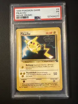 1999 Pikachu #4 Black Star Promo WB First Movie, WOTC Pokemon TCG, PSA 1 LOW POP - Image 1