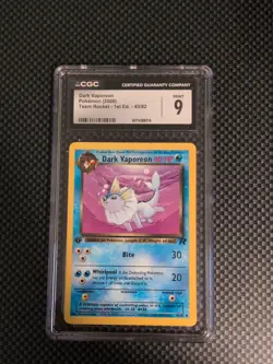 CGC 9 Dark Vaporeon 45/82 Uncommon Pokemon Team Rocket - 1st Edition - Image 1