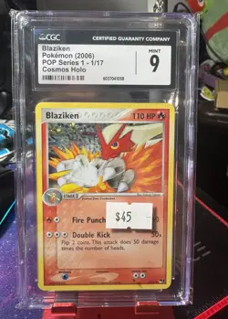 Pokemon 2006 Blaziken Pop Series 1 Cosmo Holo 001/017 CGC 9 Mint - Image 1