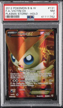 2013 POKEMON B&W PLASMA STORM #131 FULL ART/VICTINI EX PSA 7 - Image 1