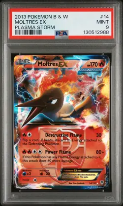 2013 POKEMON B&W PLASMA STORM #14 MOLTRES EX PSA 9 - Image 1