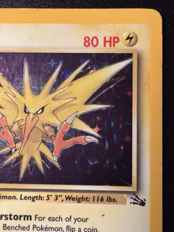 1st Edition Zapdos 15/62 Fossil Pokemon Card Holo Foil Rare MP - Image 4