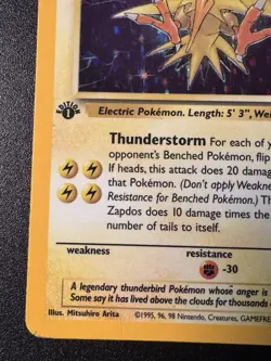1st Edition Zapdos 15/62 Fossil Pokemon Card Holo Foil Rare MP - Image 5