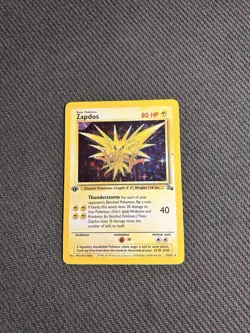 Pokemon TCG Zapdos 15/62 1st Edition Fossil Holo Rare MP - Image 3
