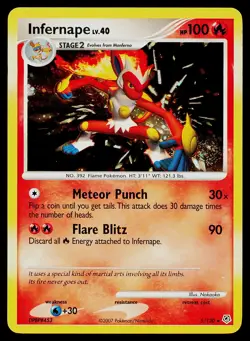 Pokemon Card Infernape 5/130 Holo Diamond and Pearl SWIRL - Image 1