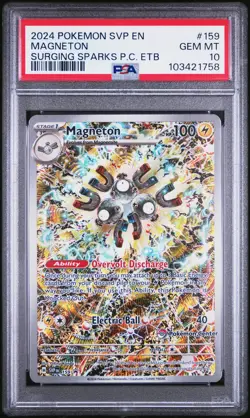 2024 Pokemon EN-SV Black Star Promo Magneton Surging Sparks PC Etb PSA 10 #159 - Image 1