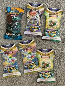 Pokemon TCG: Sword & Shield-Brilliant Stars Sleeved Booster Pack Lot 5 820650809972 - Image 2
