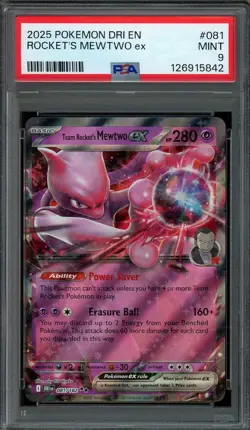 Team Rocket's Mewtwo ex Pokemon 2025 SV Destined Rivals Double Rare #81 PSA 9 - Image 1