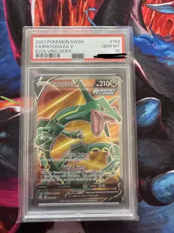 Pokemon Rayquaza V Full Art 193/203 SWSH07 Evolving Skies Ultra Rare Holo PSA 10 - Image 1