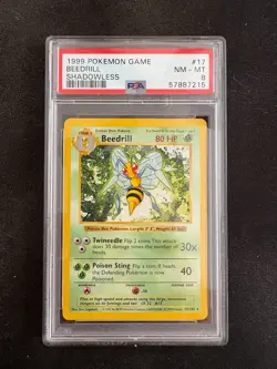 1999 POKEMON BASE SET SHADOWLESS #17 BEEDRILL PSA 8 - Image 1