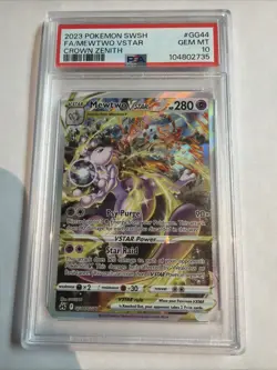 2023 POKEMON SWORD & SHIELD CROWN ZENITH #GG44 FULL ART/MEWTWO VSTAR PSA 10 - Image 1