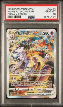 2023 POKEMON SWORD & SHIELD CROWN ZENITH #GG44 FULL ART/MEWTWO VSTAR PSA 10 - Image 1