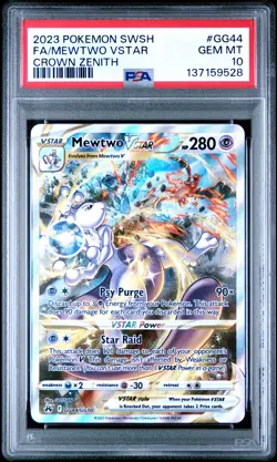 2023 POKEMON SWORD & SHIELD CROWN ZENITH #GG44 FULL ART/MEWTWO VSTAR PSA 10 - Image 1